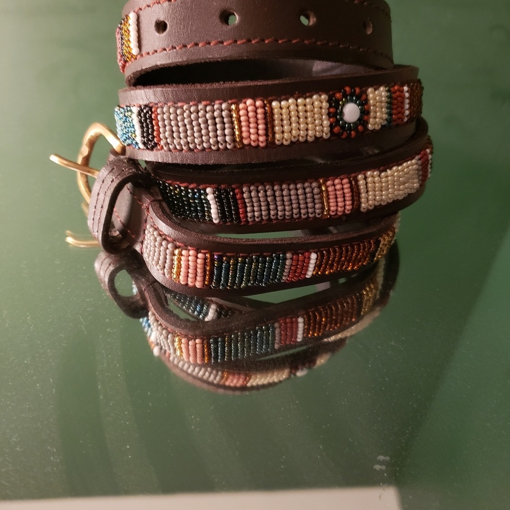 Leather beaded belt